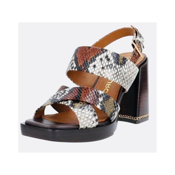 Tory Burch Slingback snakeskin embossed leather sandal - Picture 1 of 10